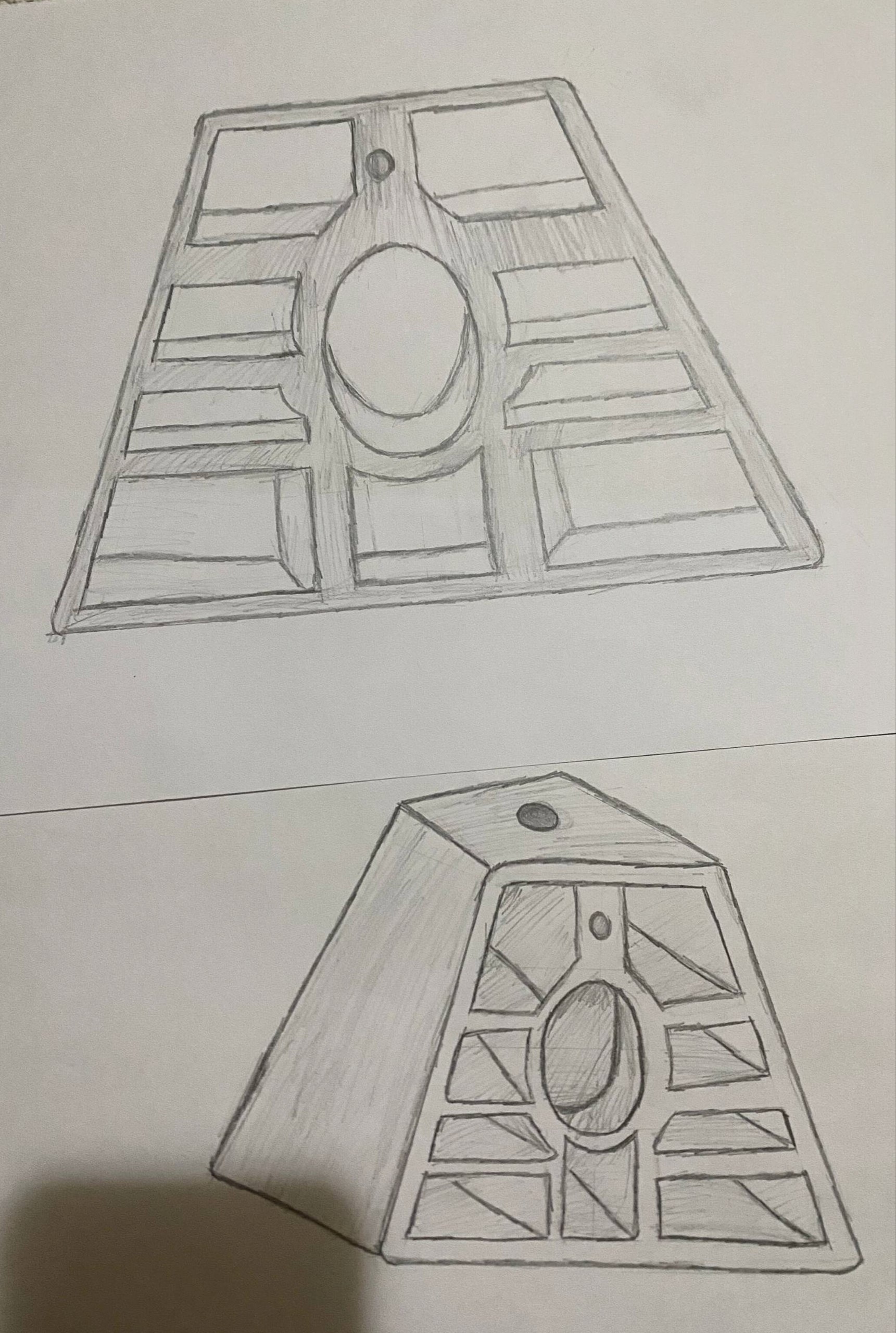 Early pencil sketch of a modular Territh terracotta component